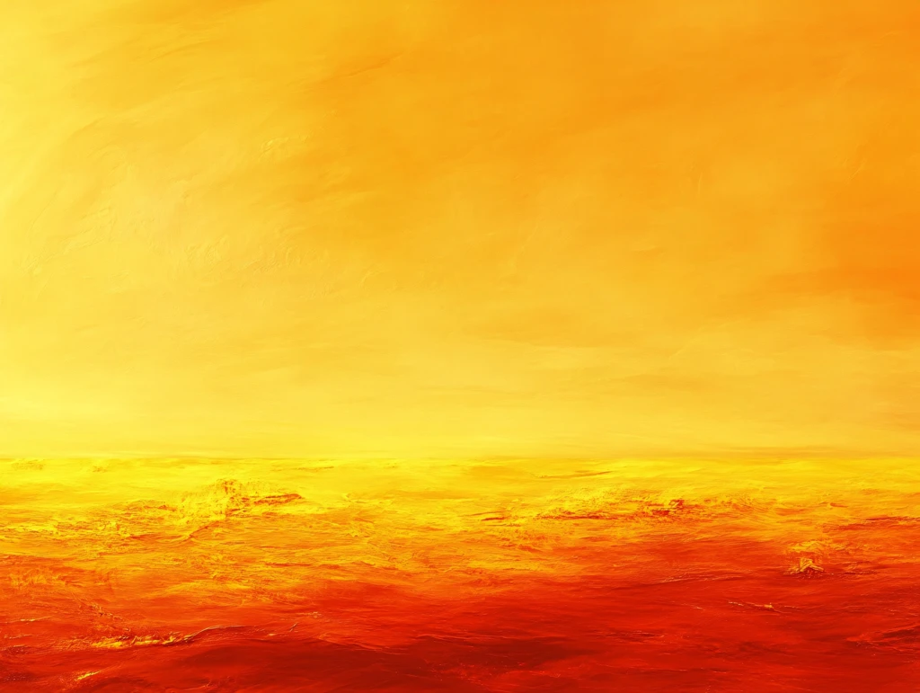 日落橙黄色油画风喷绘