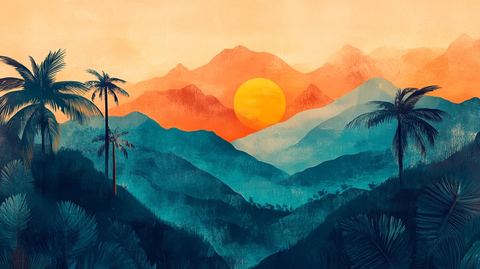 山风景插画包装