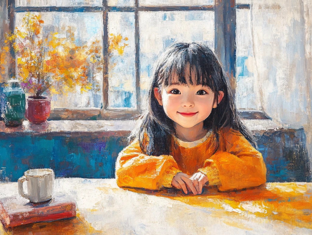 午后的小女孩插画