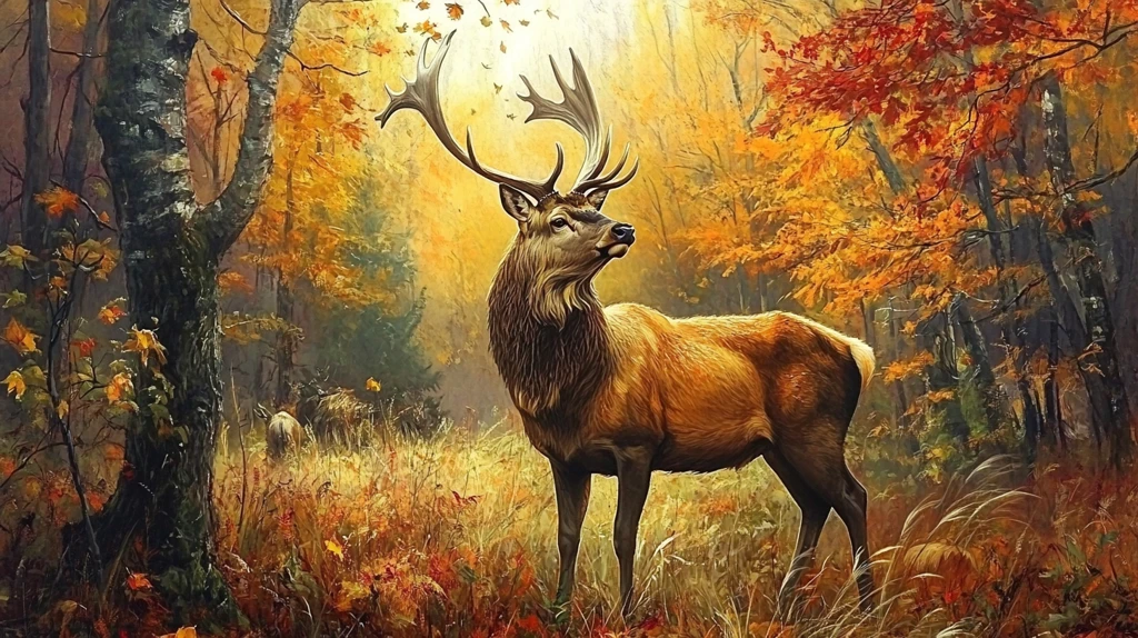 麋鹿飞鸟装饰画