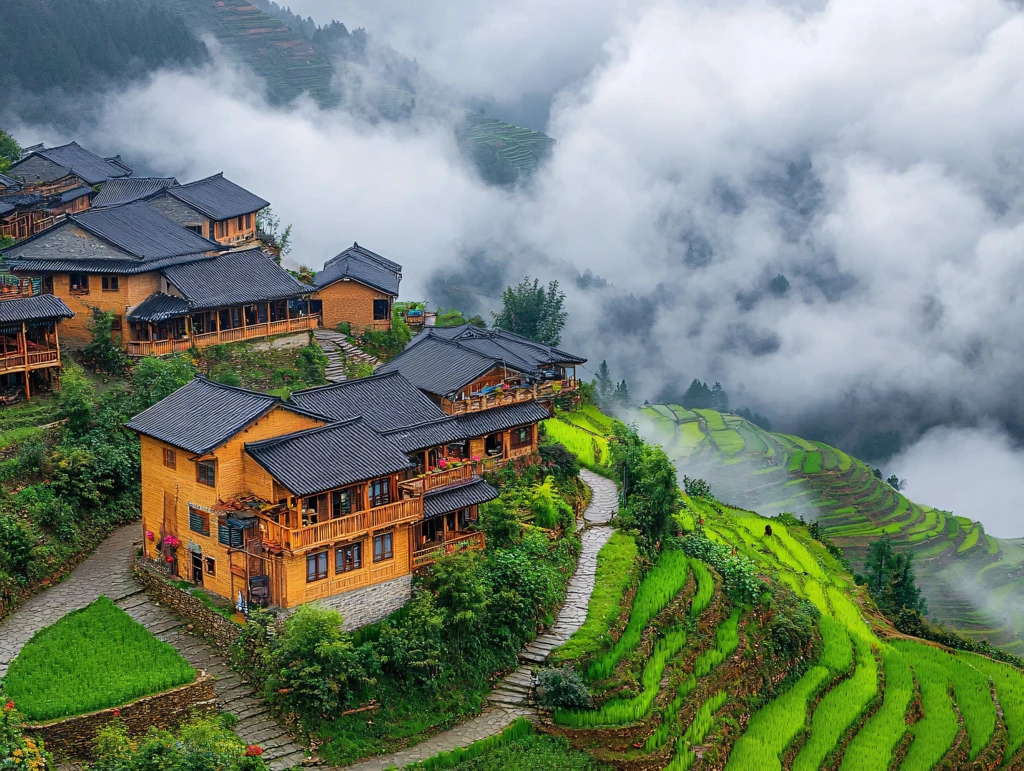 广西龙胜梯田村寨