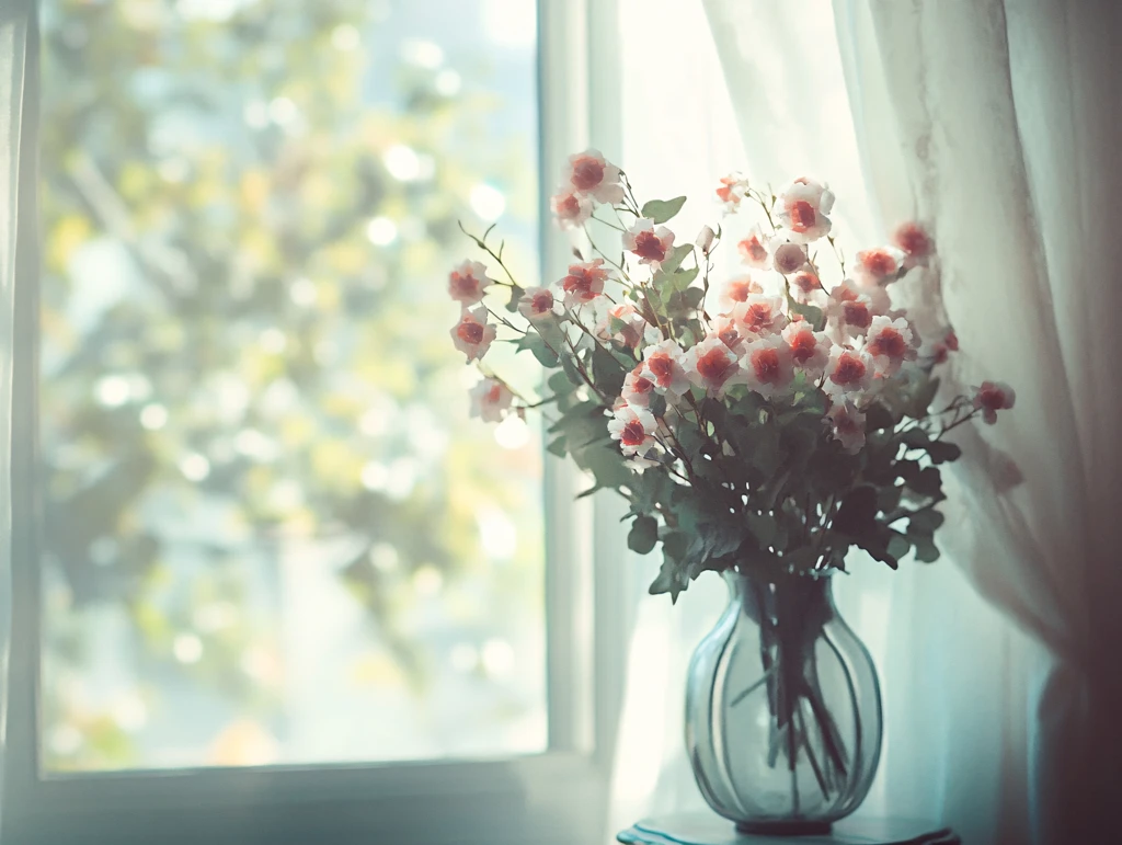 窗台上摆放的花