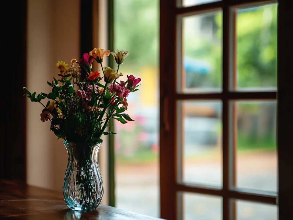 窗台上摆放的花