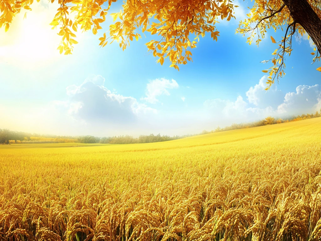 成熟秋季稻香背景素材