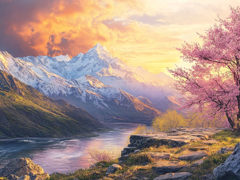 壮美河山风景画