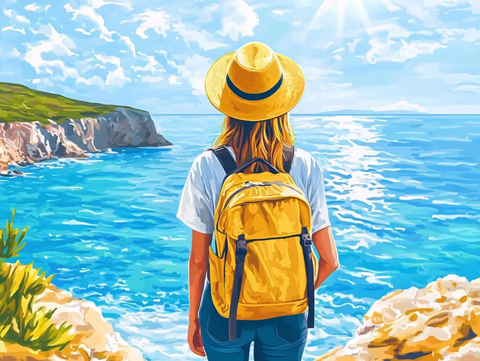 背包客看海旅行