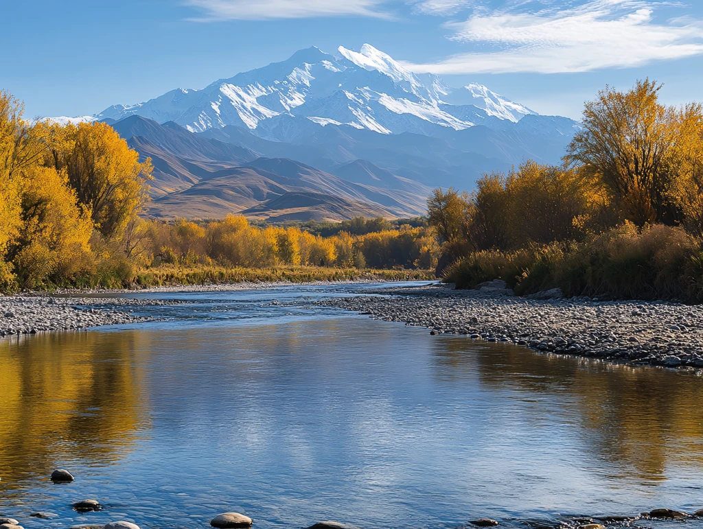 雪山河流湿地草壁纸