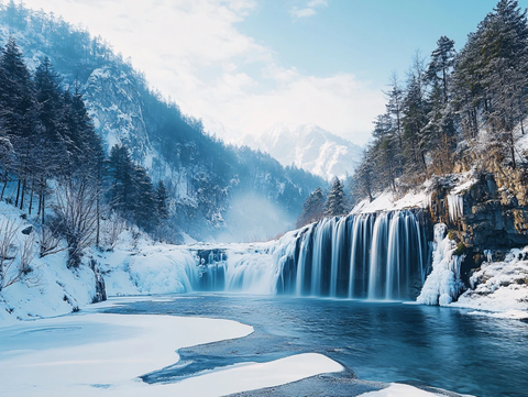 瀑布雪景