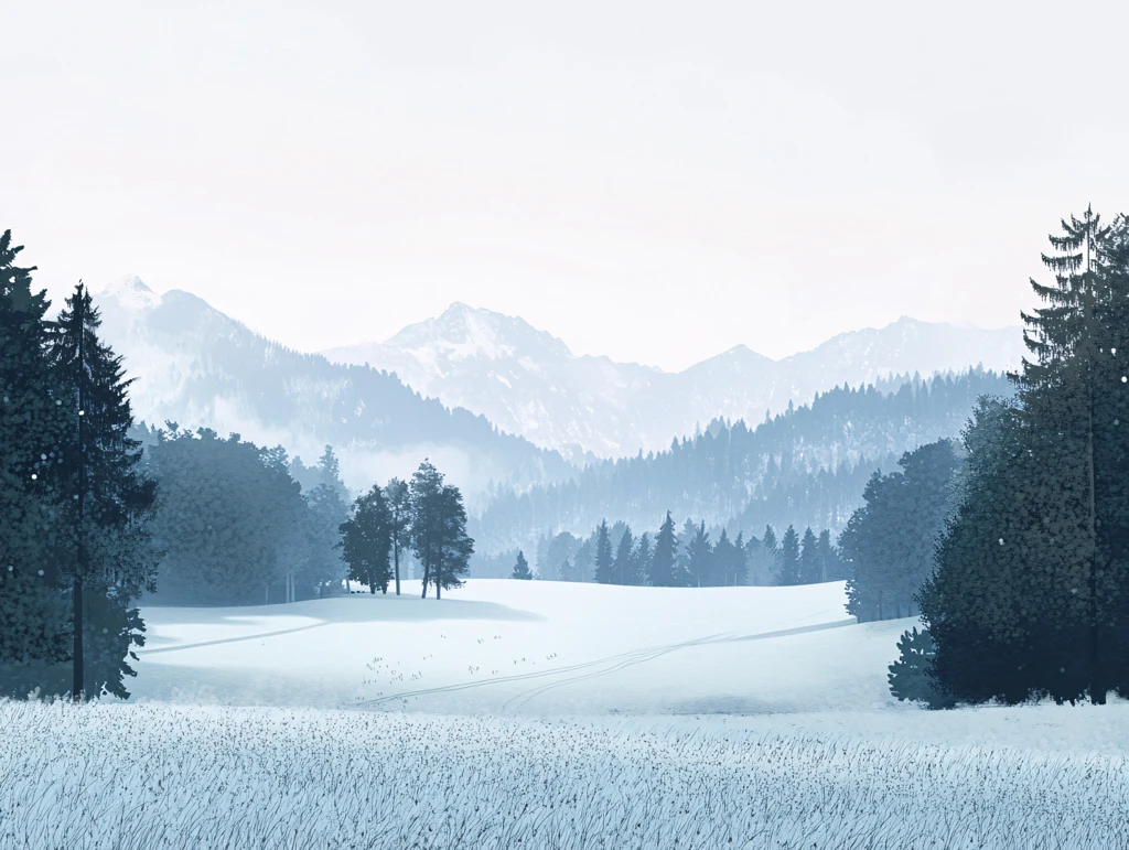 手绘森林山峰草地