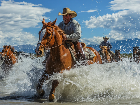 马群过河马蹋水花
