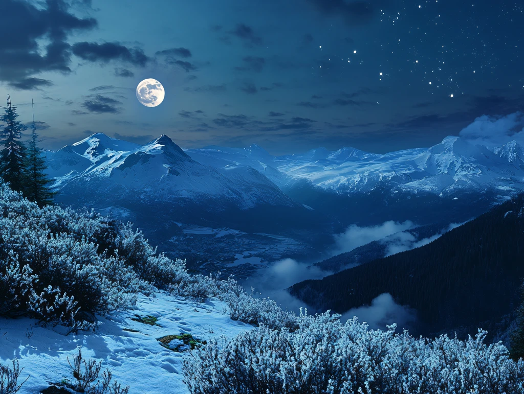雪山月夜