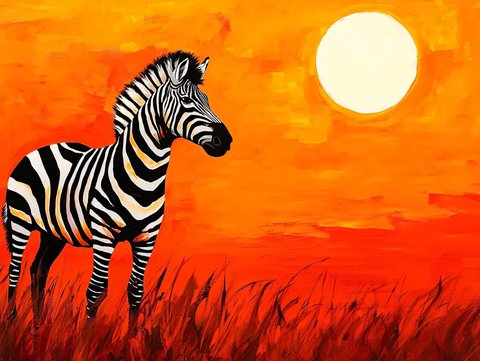 斑马油画