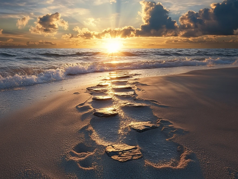 海边夕阳落日余晖背景