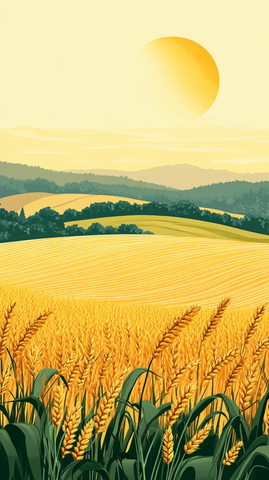 节气麦田稻田中秋