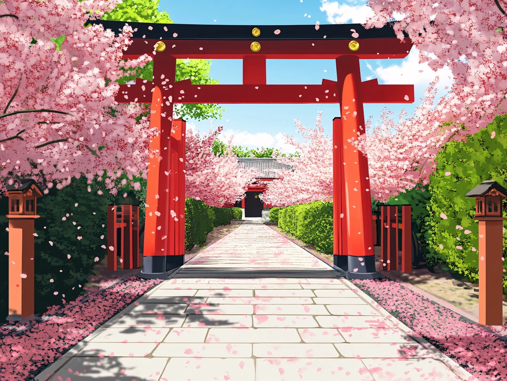 日本樱花庭院建筑