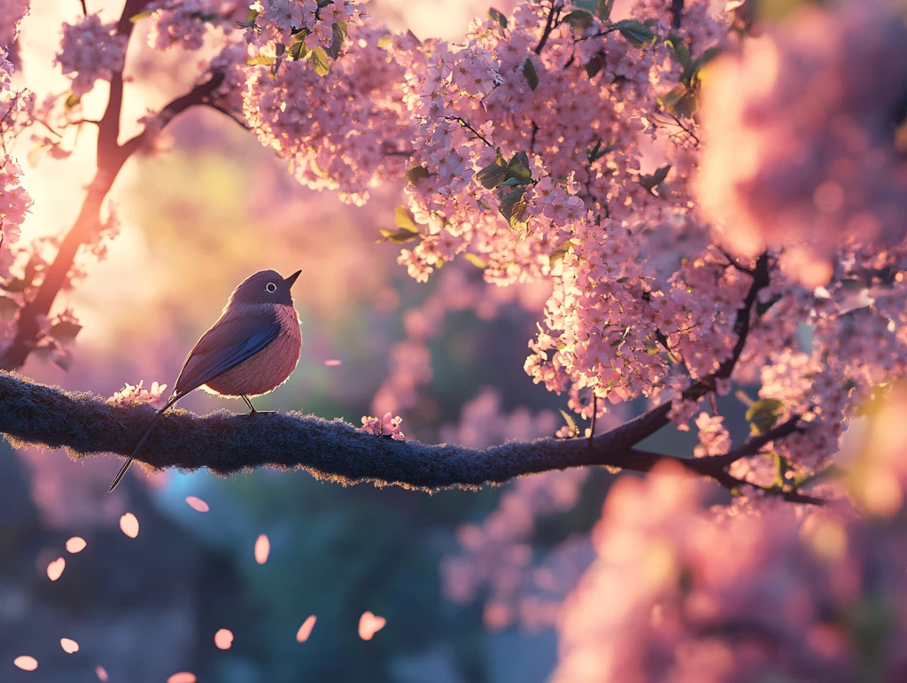 小鸟与樱花