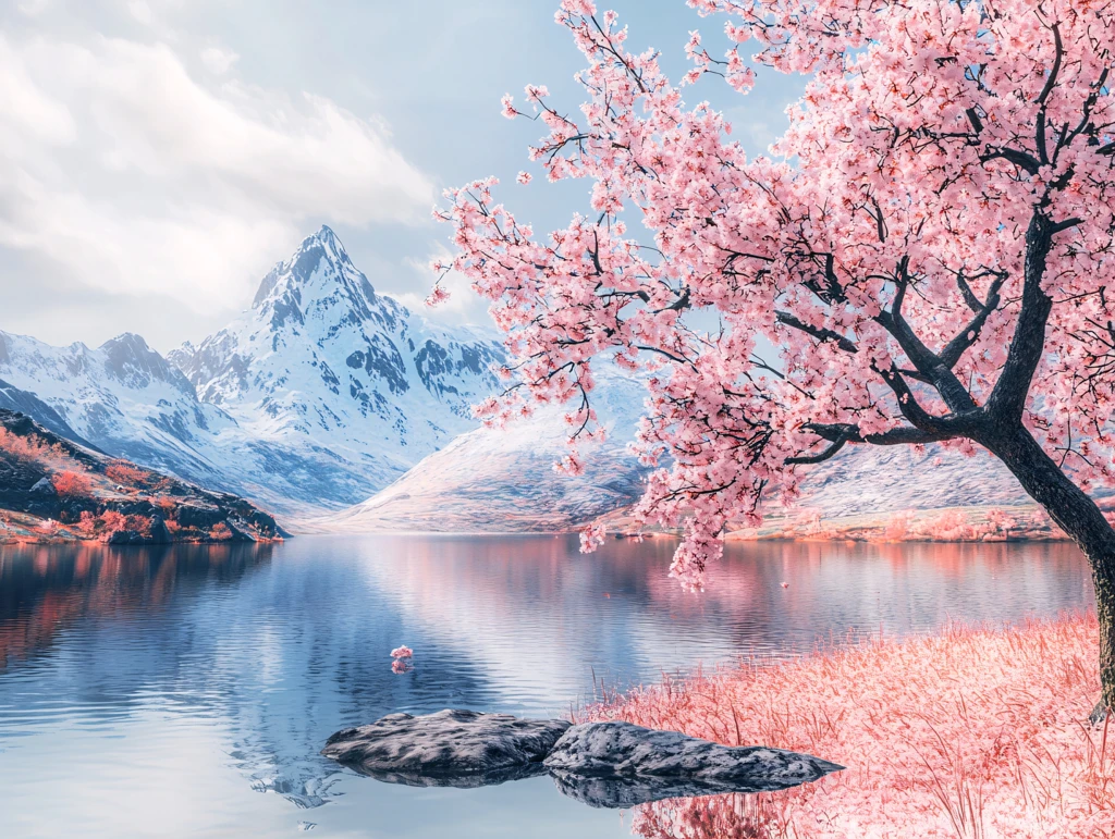 唯美山花意境桃花