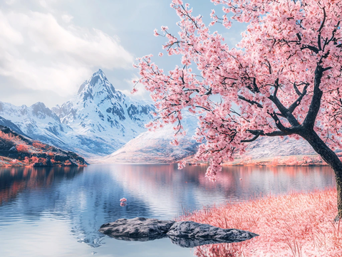 唯美山花意境桃花