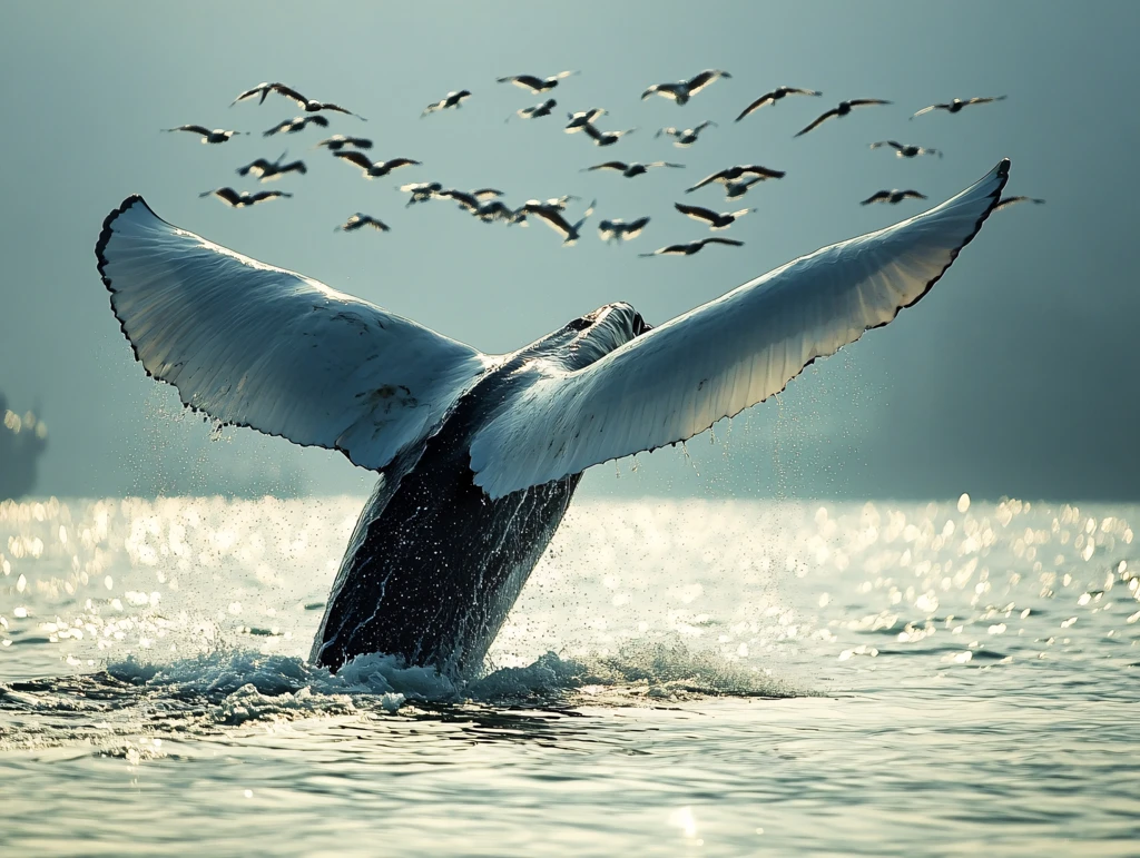 白天鹅鸟海豚鲸鱼