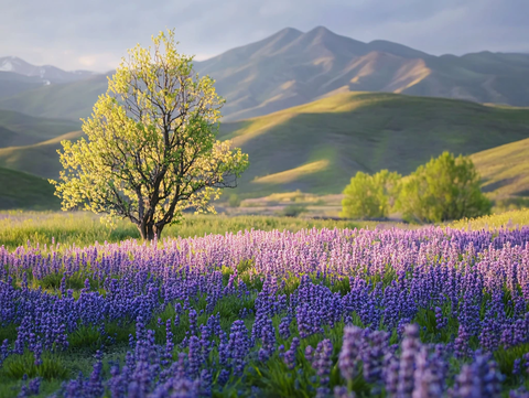 草原上的蓝翠雀花