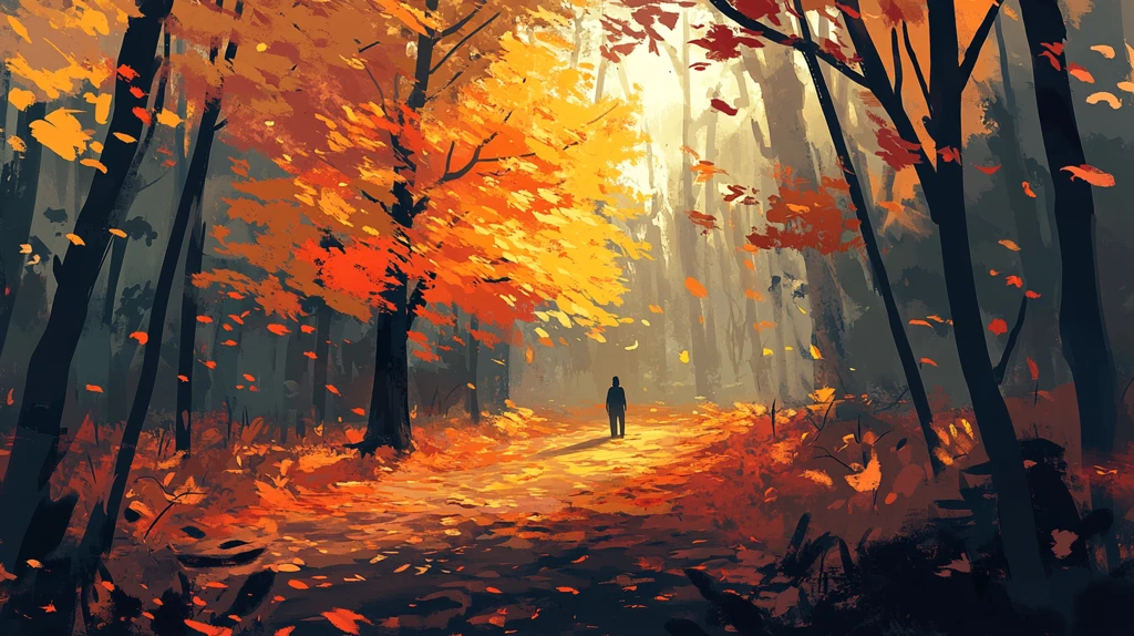 手绘秋季主题朦胧插画