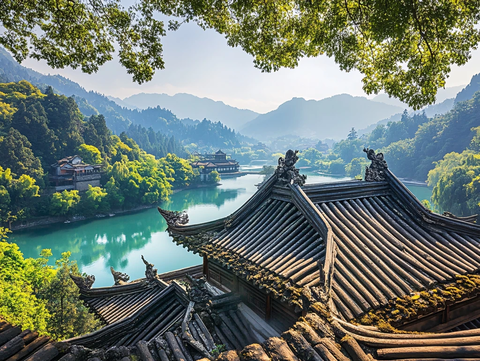 古建筑与湖光山色