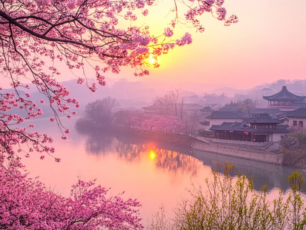 樱花树下花满枝