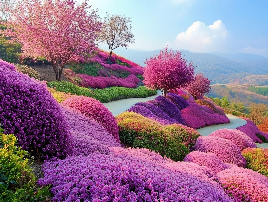 紫色芝樱花海背景