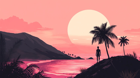 粉红色超现实海景