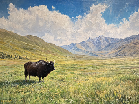 山峦草地牛
