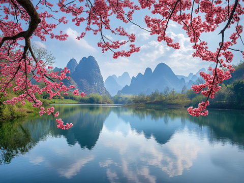 桃花源春季春景意境