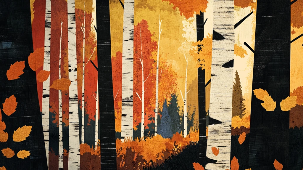 电脑画抽象秋季白桦林