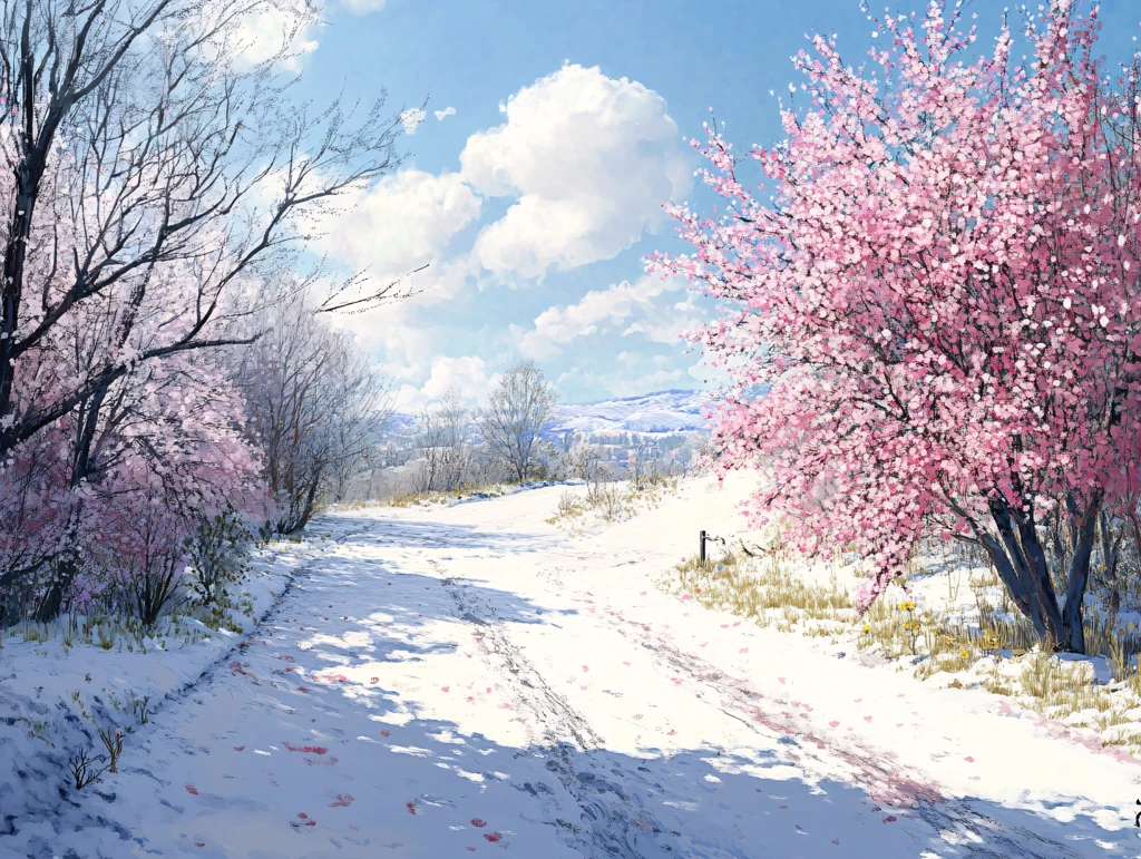 冬季冰雪乡村小路图