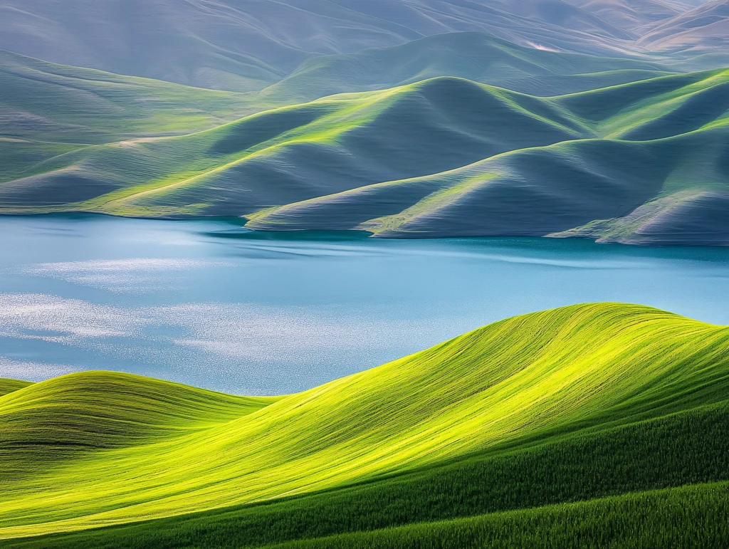 宽幅拼接绿色远山