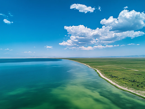 航拍呼伦湖