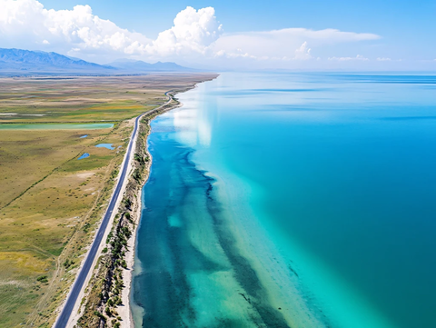 航拍赛里木湖