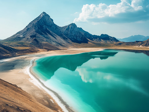 高山湖泊青绿山水