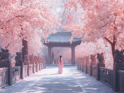 樱花树下汉服与和服