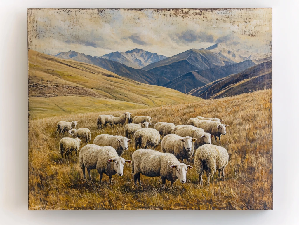 牧羊油画