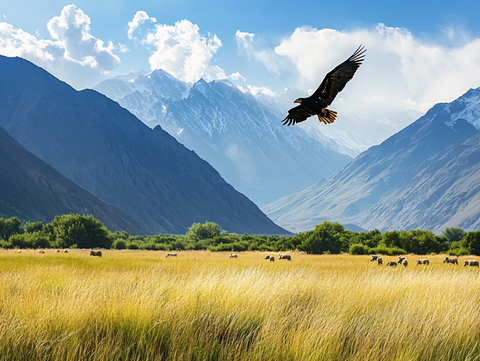 秃鹫飞鸟草地草原