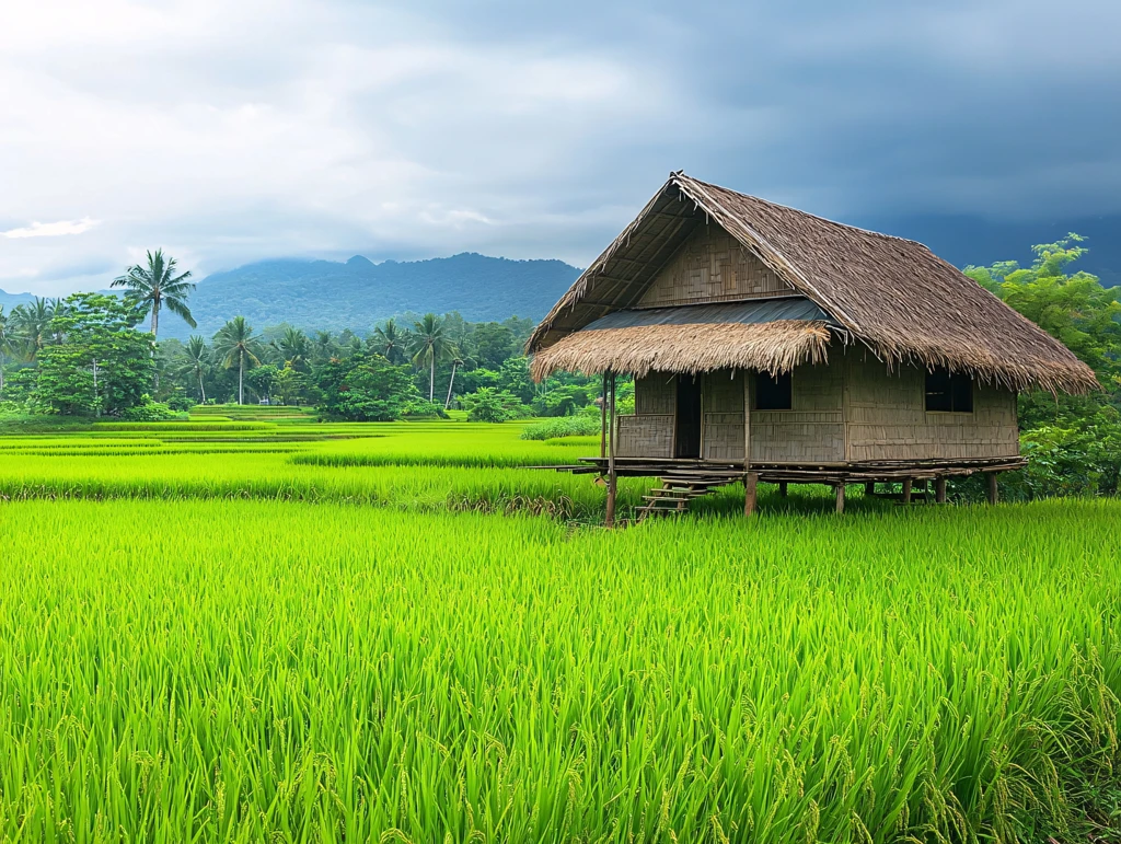 稻田边上的小屋