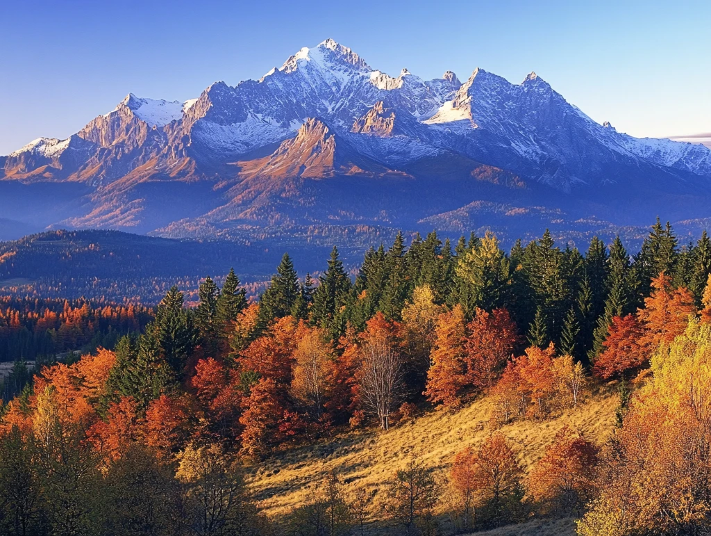 雪山森林金秋图