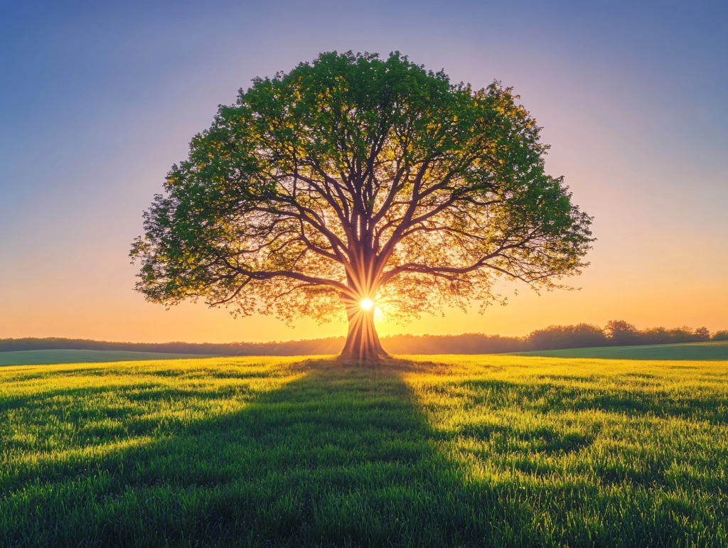 阳光草地阳光下的大树