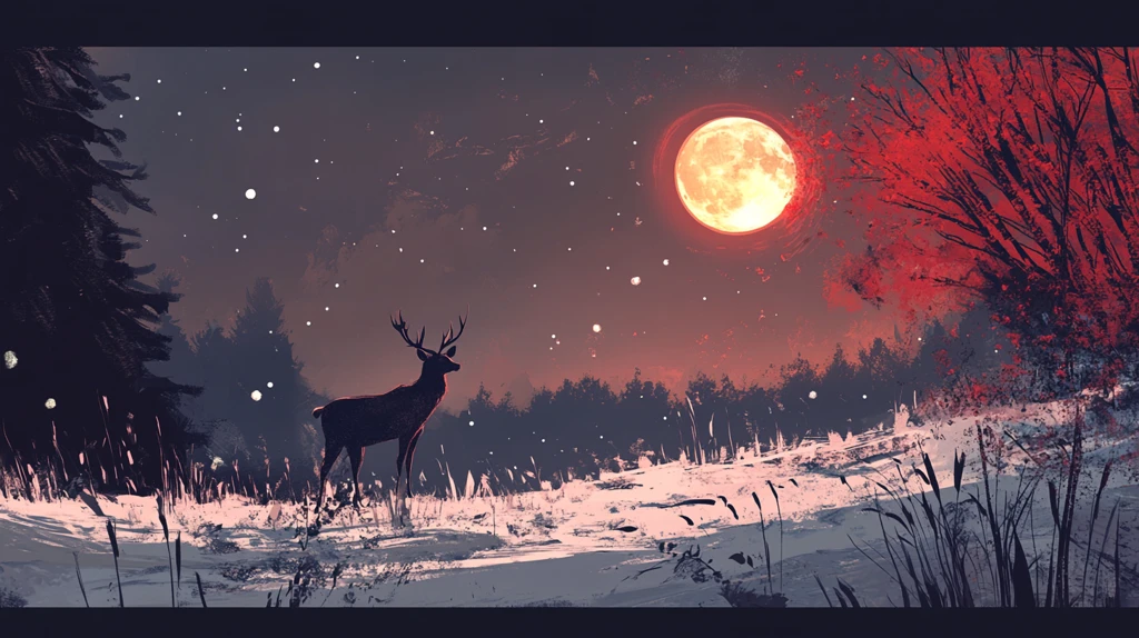 创意唯美麋鹿风景画