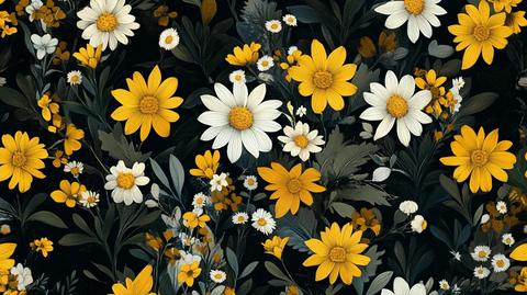 黄蓝色手绘花艺