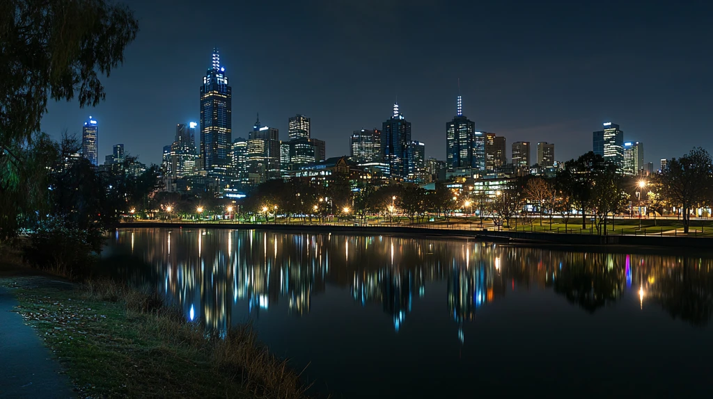 澳洲墨尔本城市夜景