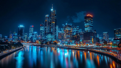 澳洲墨尔本城市夜景