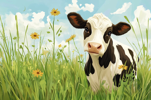 奶牛唯美插画