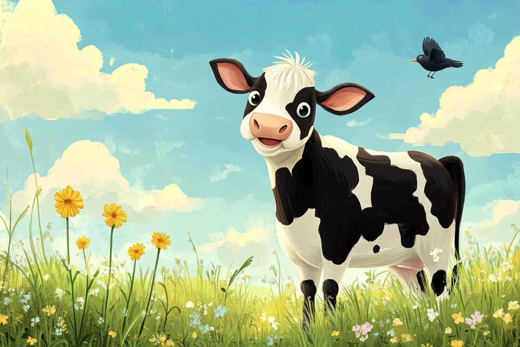 奶牛唯美插画
