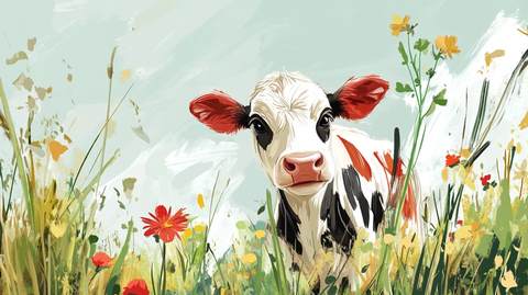 奶牛唯美插画